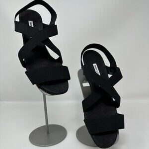 Manolo Blahnik Size 37 / 7 Elastic Strap Heels Black NWOB